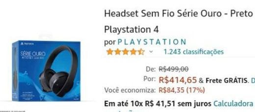 Headset sem fio série ouro preto PS4