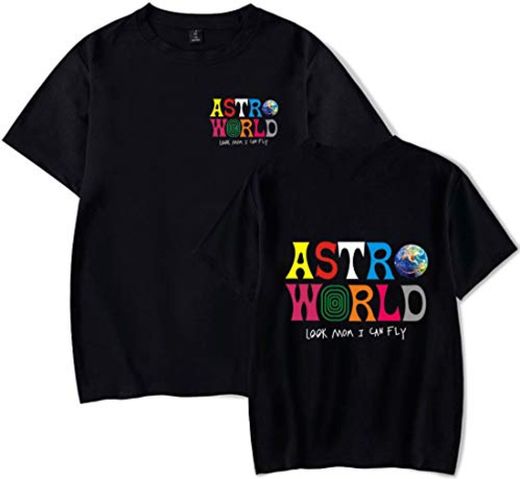 PANOZON Camiseta Hombre Impresión de Travis Scott Astroworld T-Shirt Básico Top Unisex