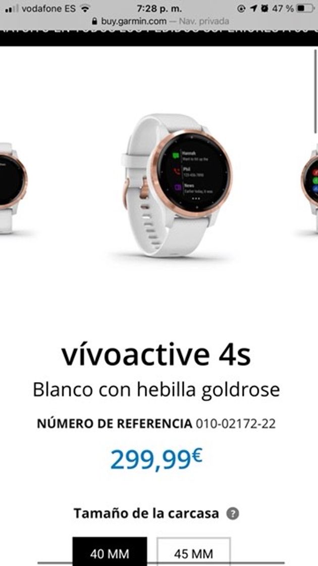 Producto Garmin vívoactive® 4S