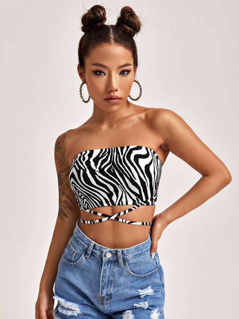 Moda  Criss Cross zebrado top 💯