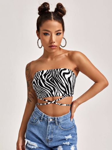  Criss Cross zebrado top 💯