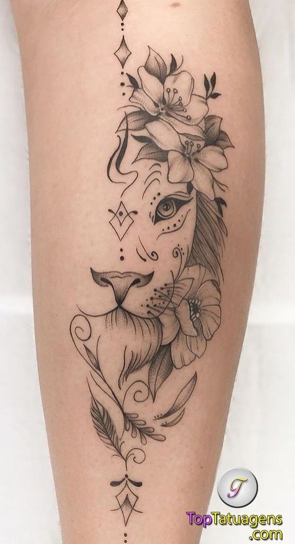 Fashion Tattoos femininas Leão 