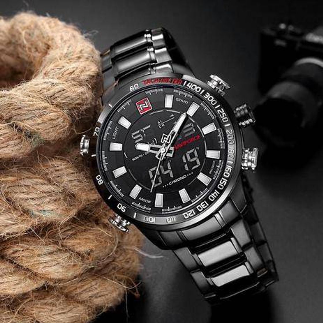 Social Relógio masculino naviforce importado modelo 9093 black

