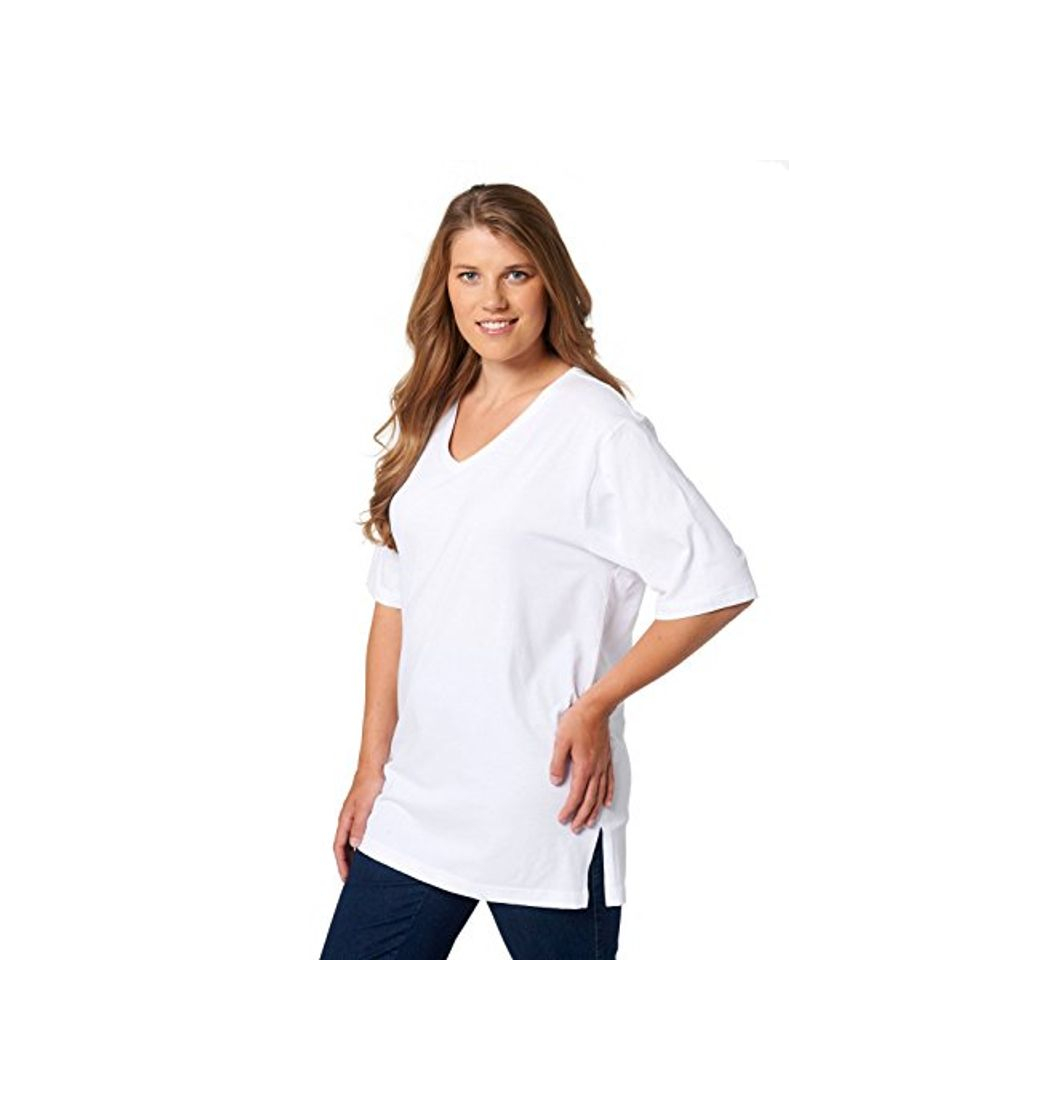 Product Ulla Popken V-Ausschnitt, Camiseta para Mujer, Blanco