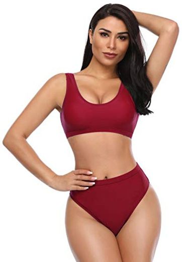 SHEKINI Bikini de Mujer Trajes de Baño de Dos Piezas Low Scoop