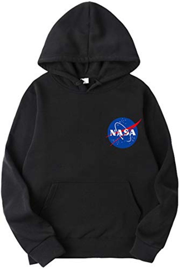 Social OLIPHEE Sudaderas con Capucha Color Sólido con Logo de NASA para Fanáticos