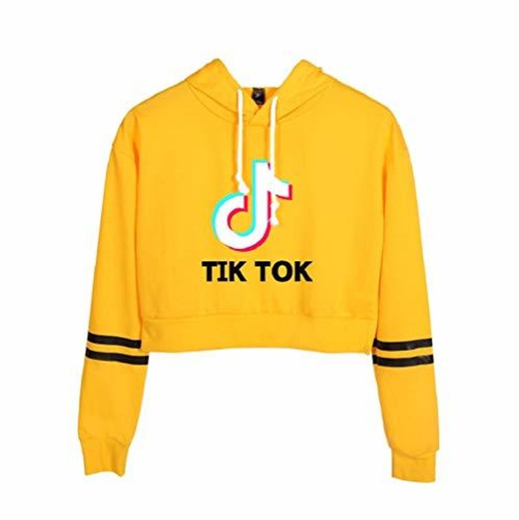 Product TIK Tok Sudadera con Capucha Corta Estampada de Letras Crop Top Manga