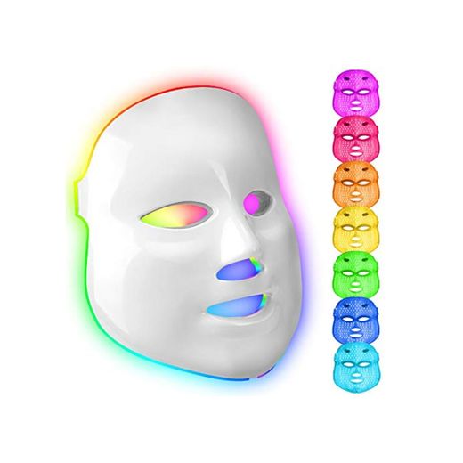 Mascara led facial profesional 7 colores Terapia luz de fotones para tratamiento