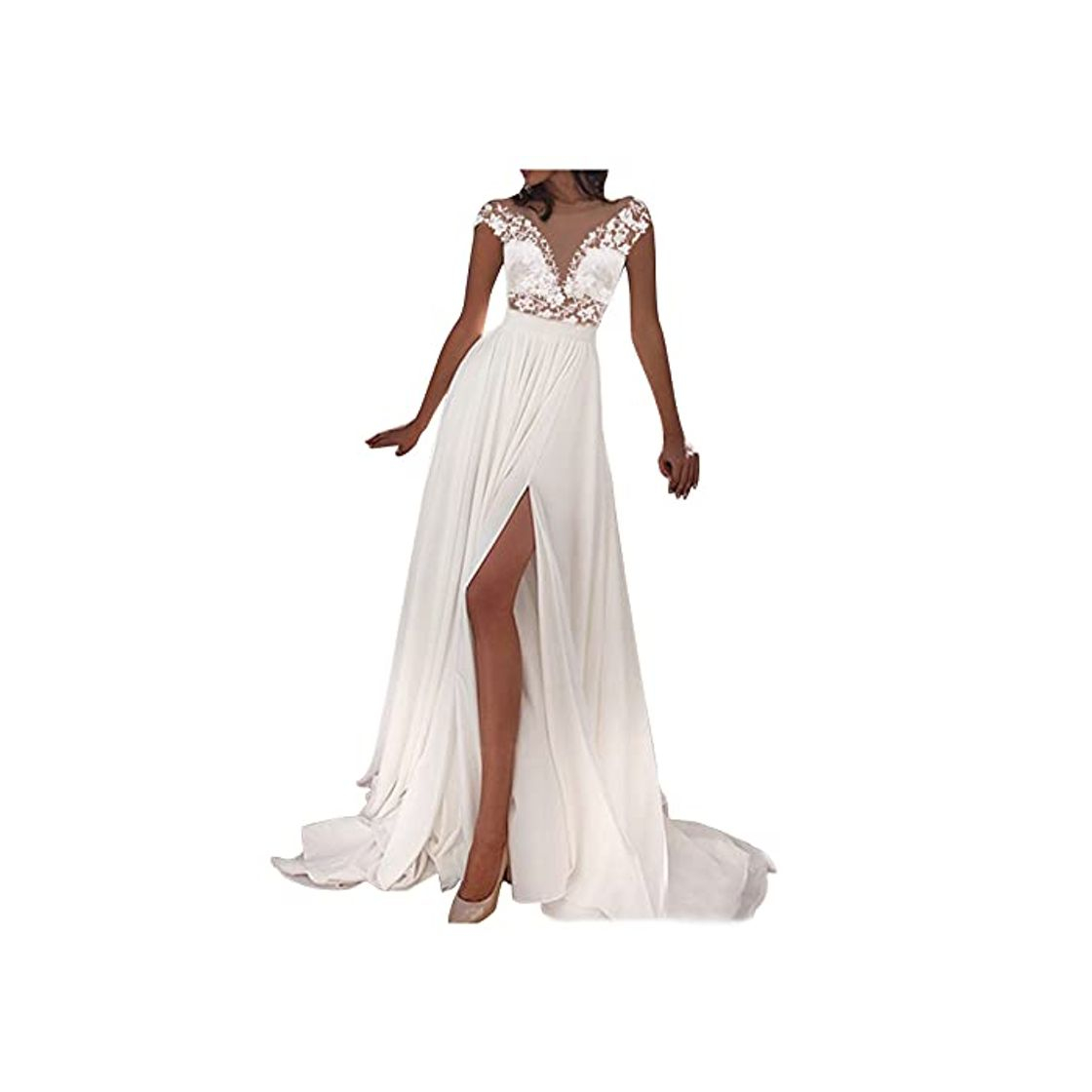Social VEMOW Vestido de Novia Dividido de Encaje Sexy para Mujer, Vestido de