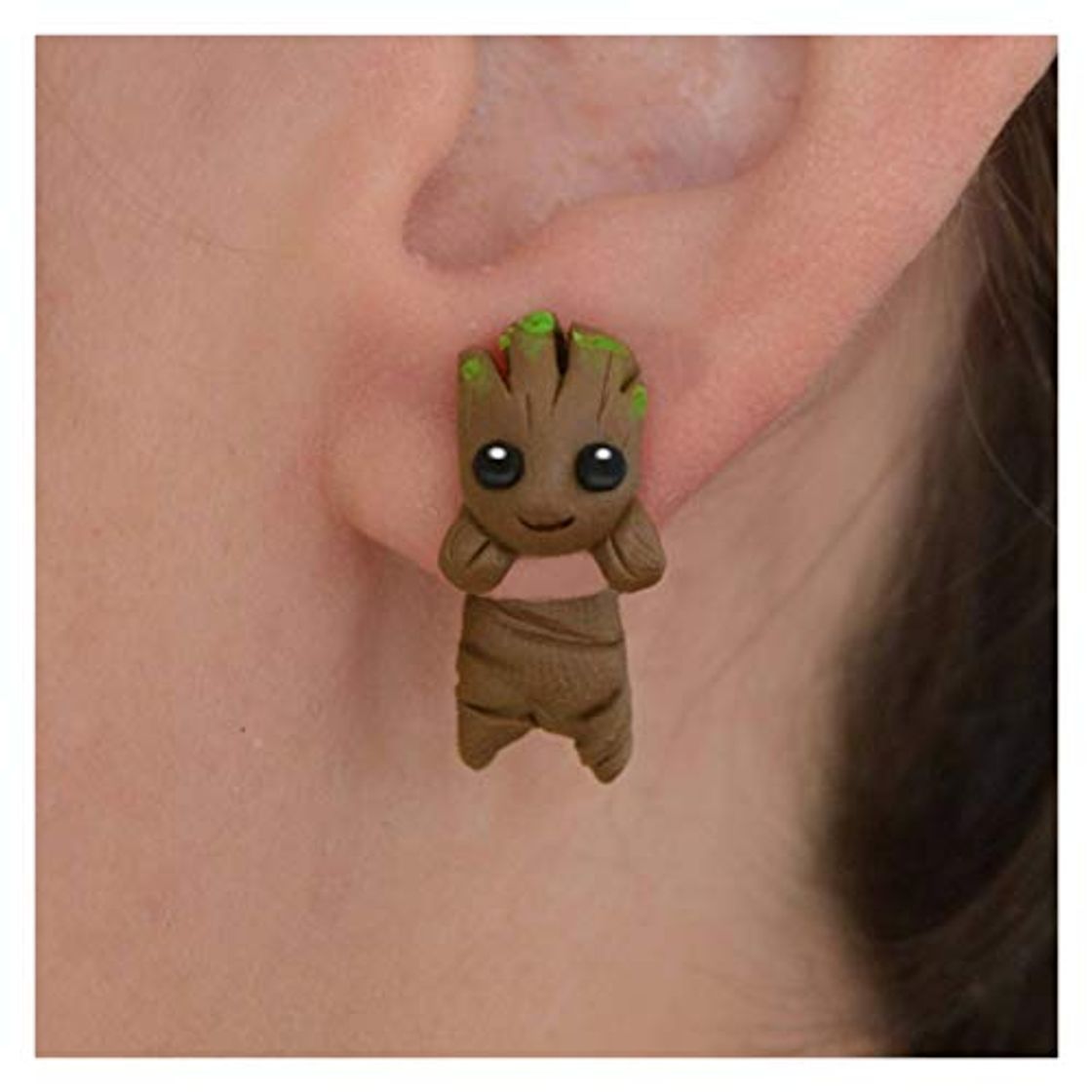 Products HND ZNXHNDSH 30 Nuevo diseño de la joyería de Dibujos Animados Groot Stud Pendientes for Las Mujeres niñas Niños Moda Hecha a Mano de la Arcilla del polímero Pendientes