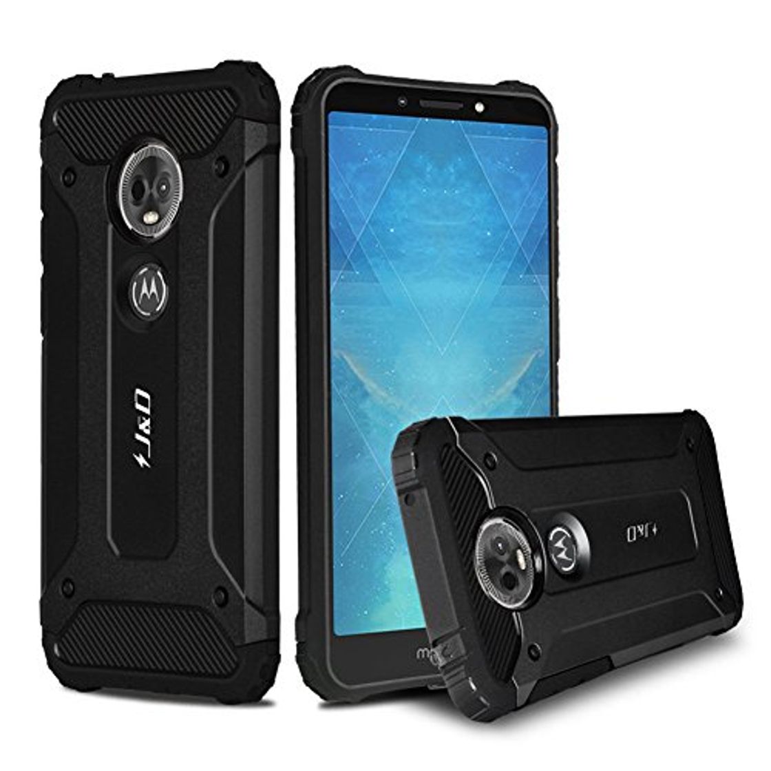 Products J&D Moto E5 Plus Funda, [Armadura Delgada] [Doble Capa] [Protección Pesada] Híbrida