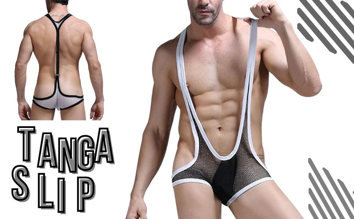 Moda JFAN Tanga para Hombre Sexy Suspensorios Cuello en V Profundo Caballero Corbata Mankini