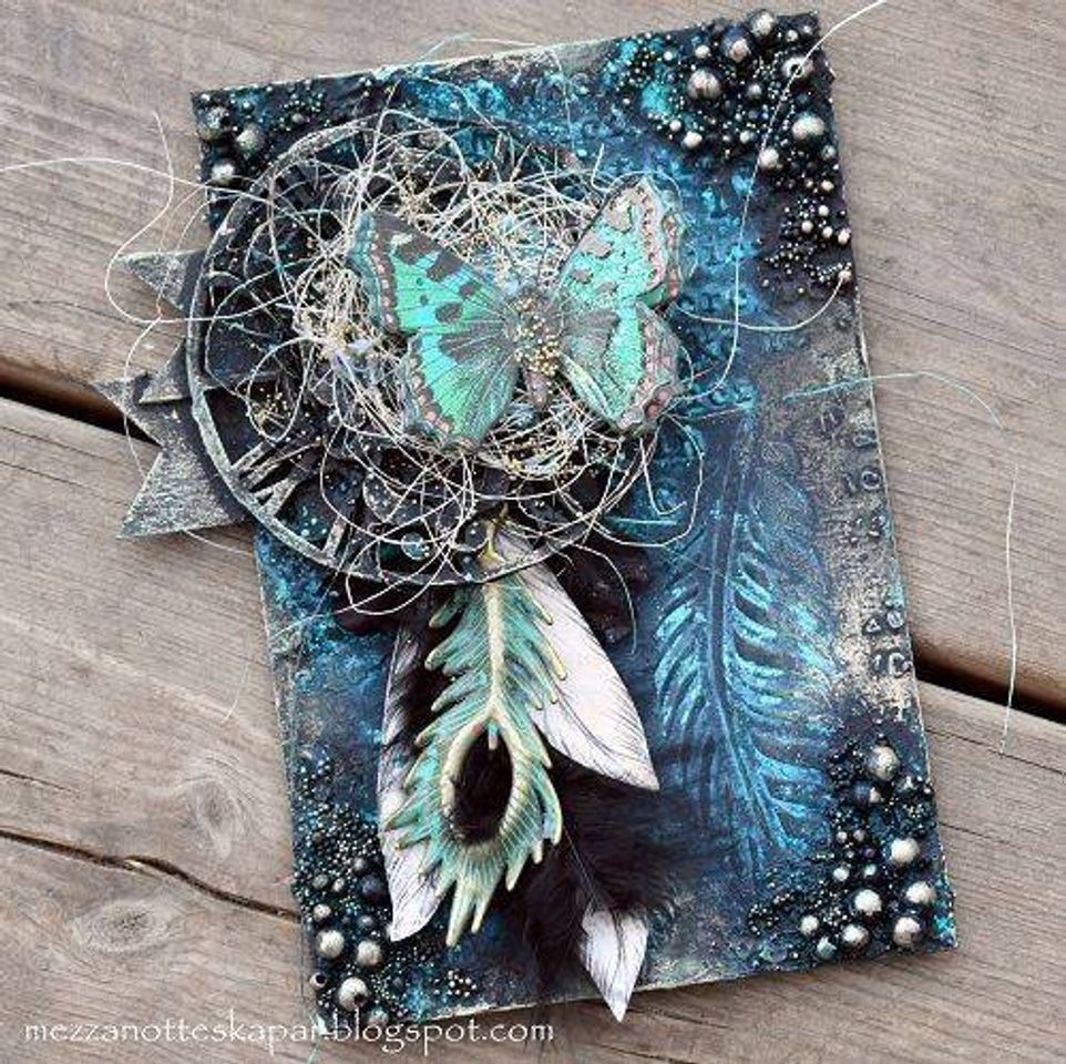 Moda Card with feathers 