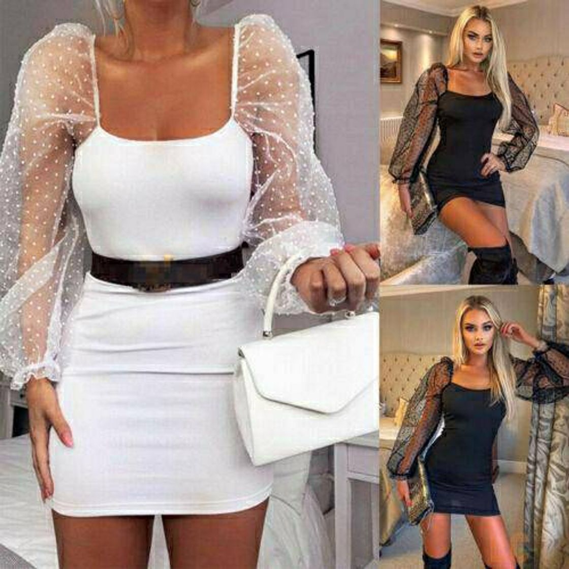 Fashion Vestido bodycon com mangas 