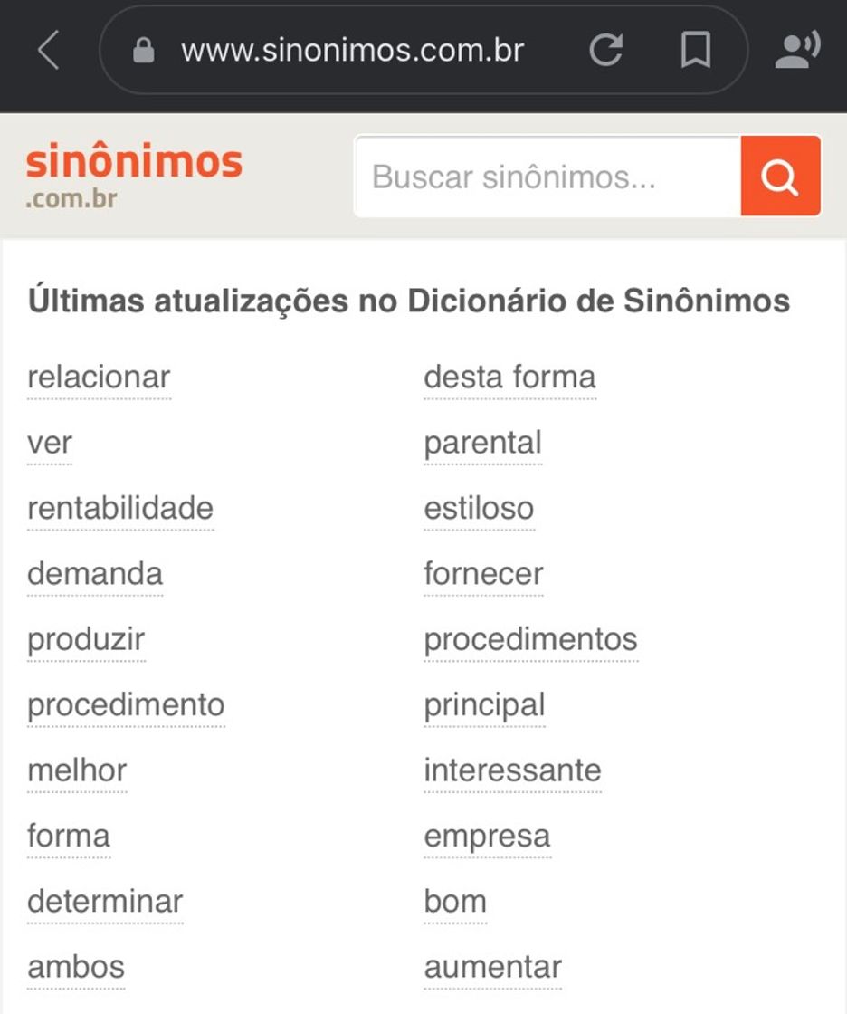 Moda Site para sinônimos de palavras 