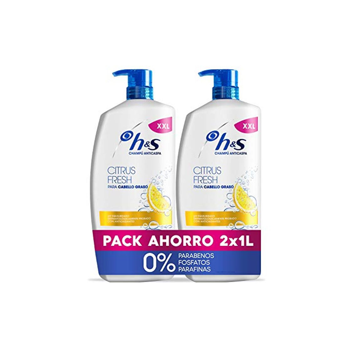 Product H&S Champú Citrus Fresh Anticaspa Champú Para El Cabello Graso pH equilibrado 2 Champús 1000 ml