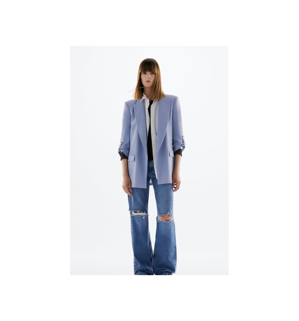 Moda BLAZER WITH ROLLED-UP SLEEVES - Ecru