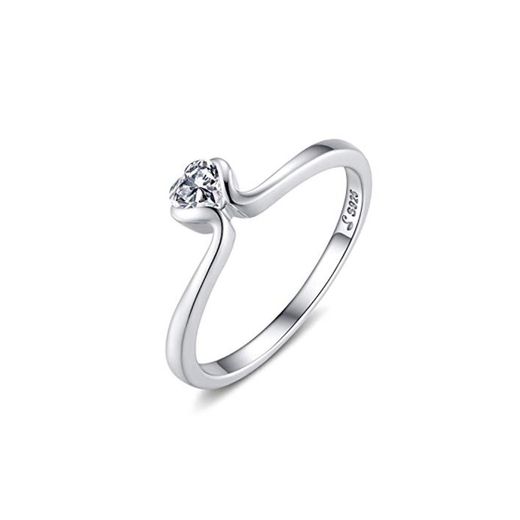 Qings Solitario Anillo Plata para Mujer