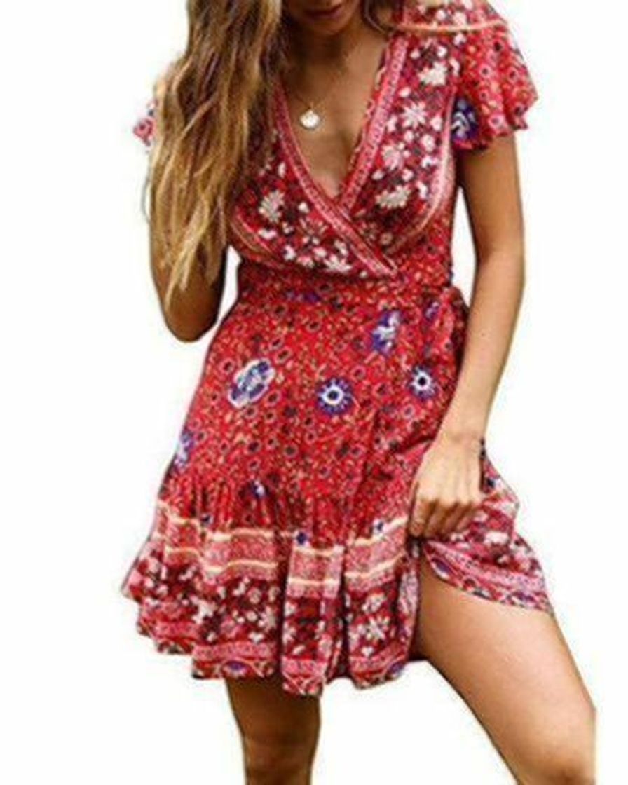 Social Abravo Mujer Vestido?Bohemio Corto Florales Nacional Verano Vestido Casual Magas Cortas Chic