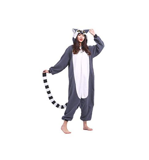 DELEY Unisexo Adulto Caliente Animal Pijamas Lémur Cosplay Disfraz Homewear Mamelucos Ropa