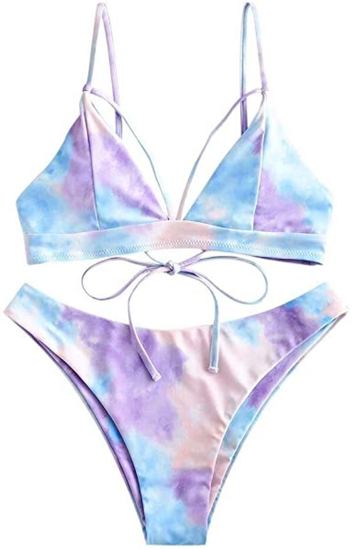 Social ZAFUL Bikini para mujer Tie Dye con tirantes finos