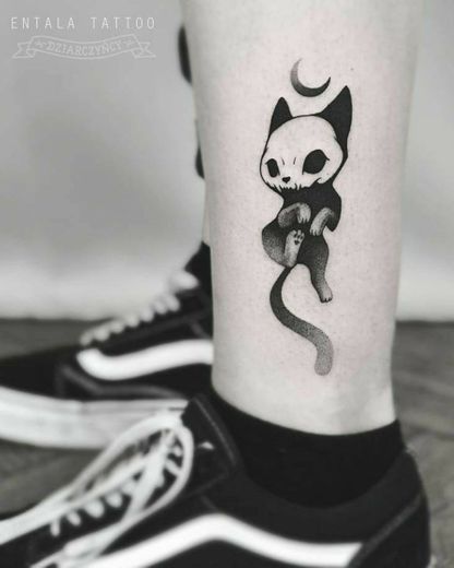 cat skull tattoo