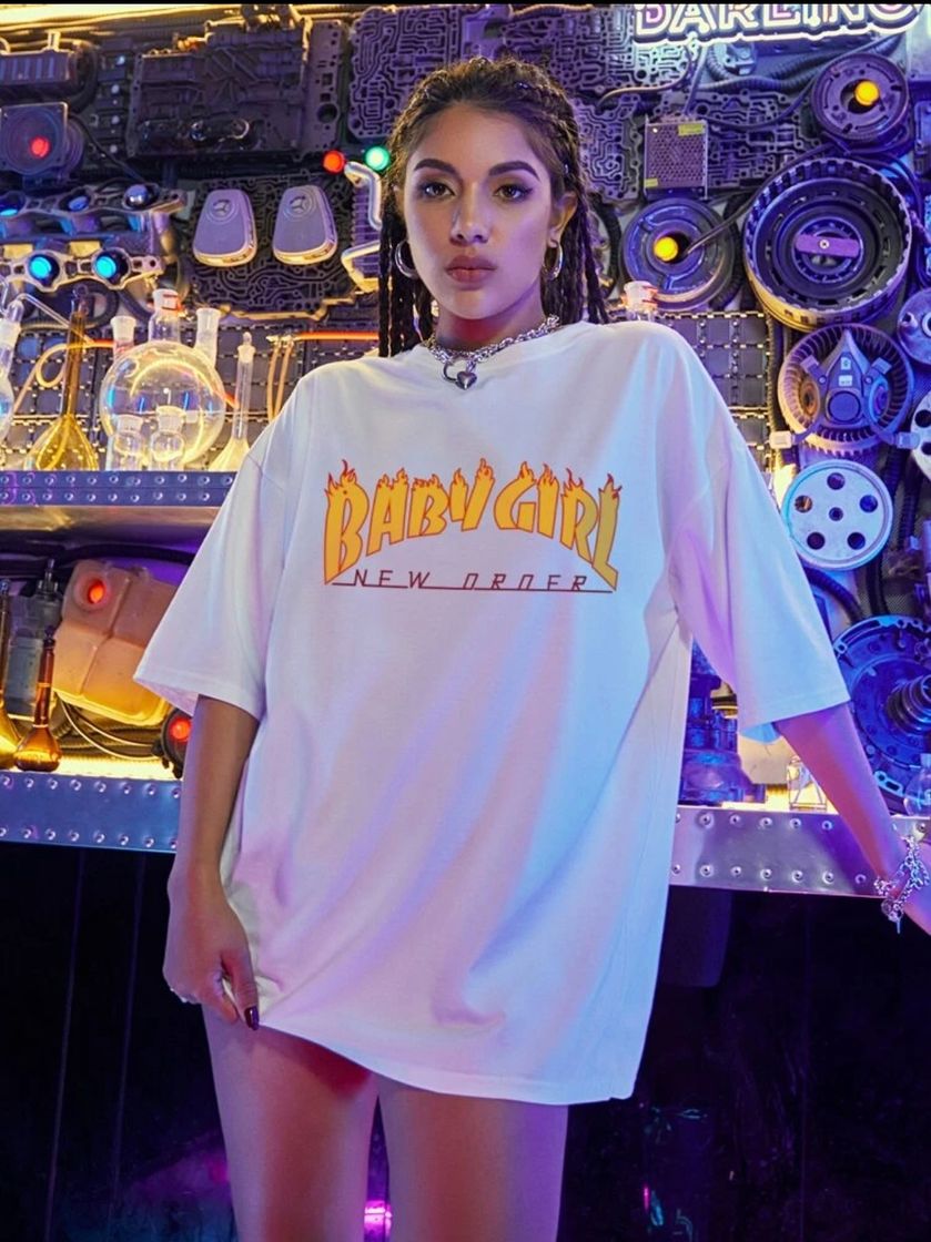 Drop Shoulder Letter Graphic Oversized Shein 