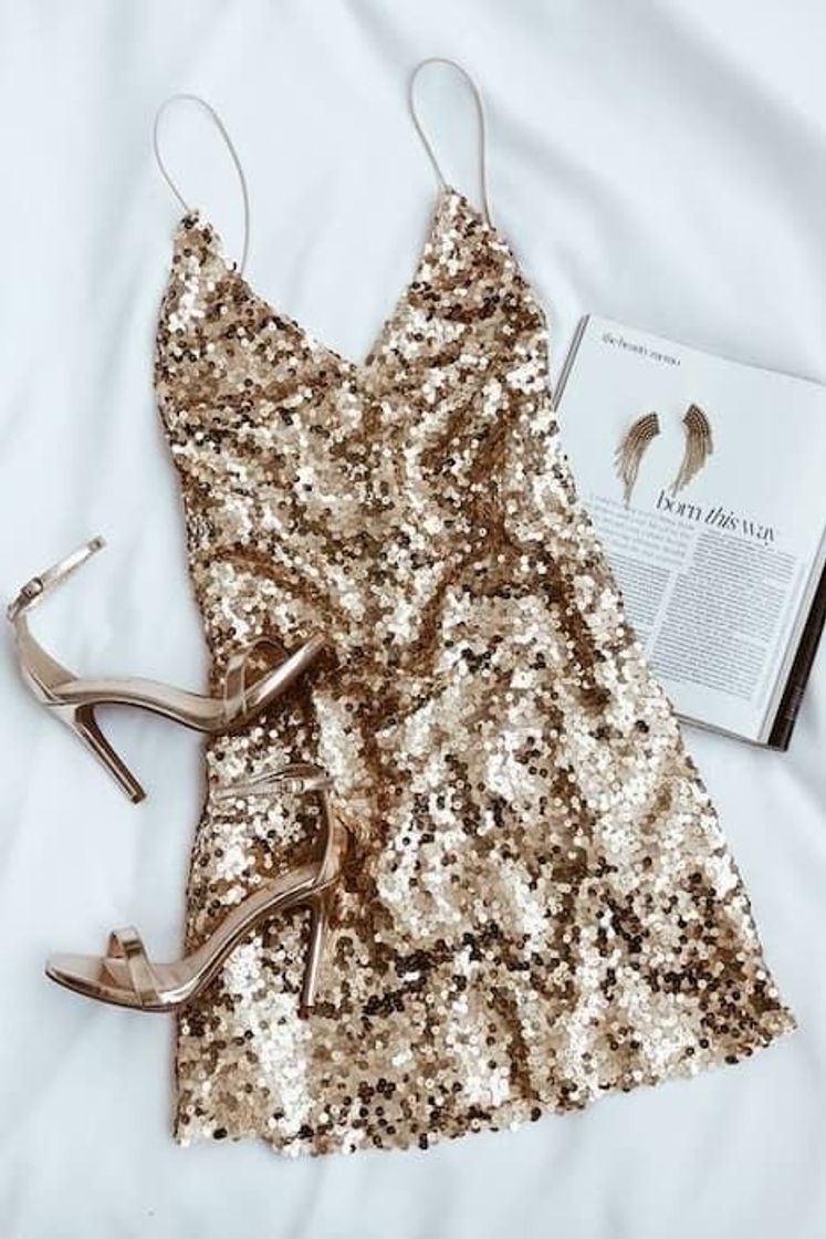 Fashion Vestido dourado 