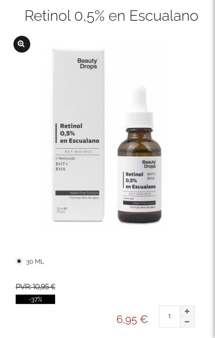 Moda Retinol 0,5% en Escualano Beauty Drops