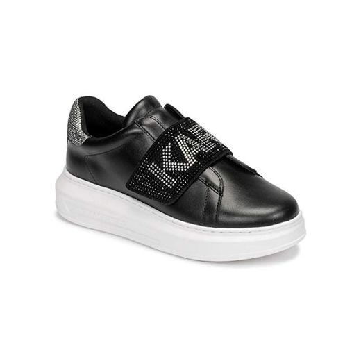 KARL LAGERFELD Kapri Sneaker Elastico Black Leather Silver KL62536