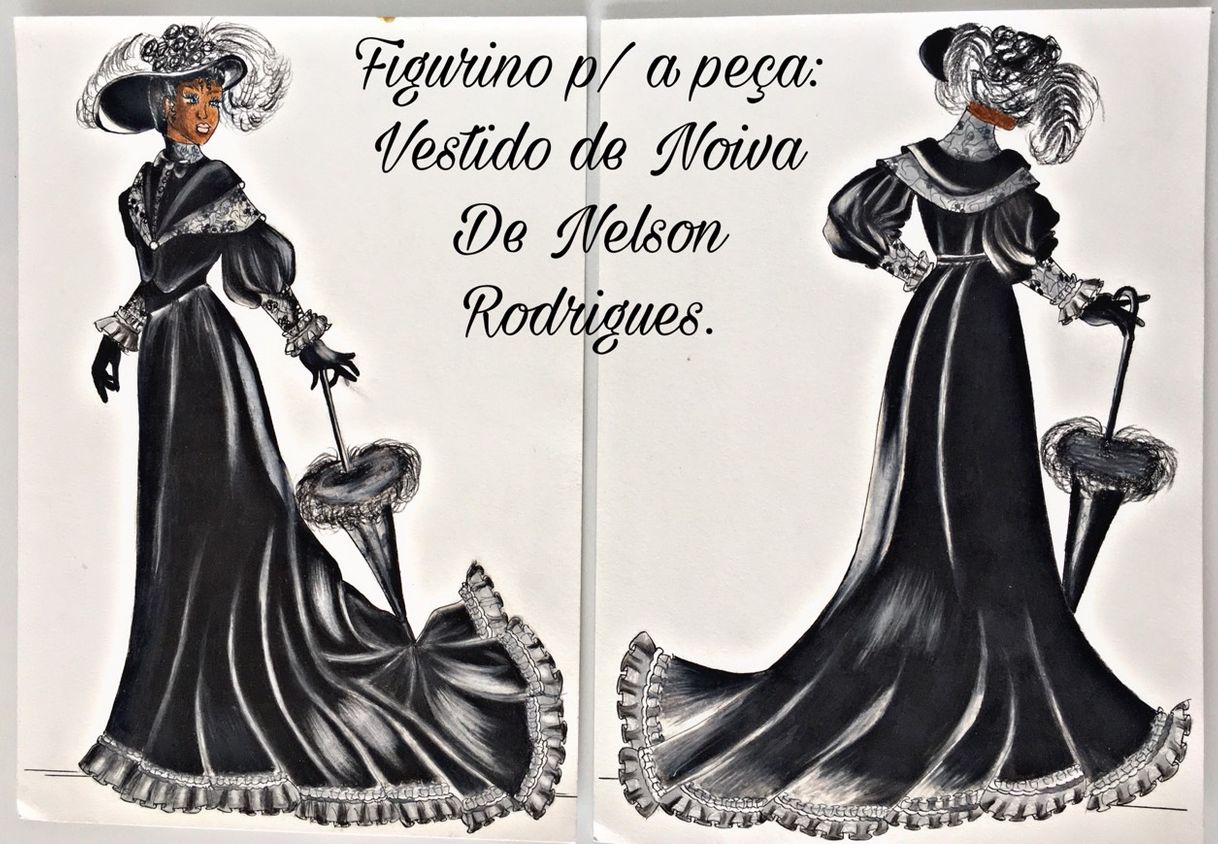 Moda Desenhando um vestido de luto de 1905