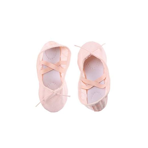 BESPORTBLE Zapatillas de Ballet para niñas niños Zapatillas de Lona clásicas con Suela Dividida Zapatos de Yoga Pisos Tamaño 34 Carne Rosa