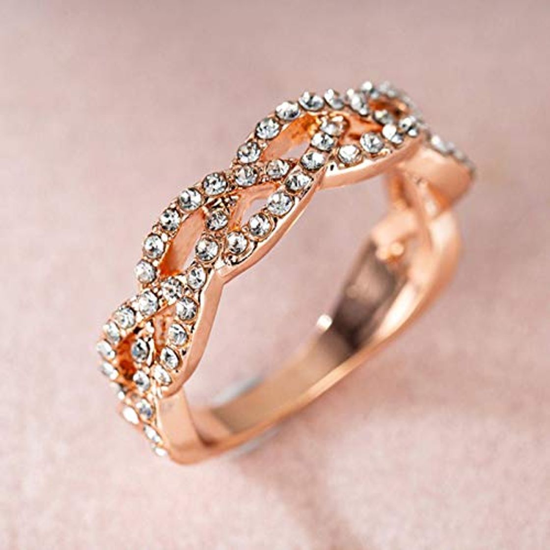 Social Twist Croope Hemp Anillos de Boda cúbicos para Las Mujeres Rose Gold Micro Zirconia Cola Anillo Lady Elegante Compromiso Regalo Joyería