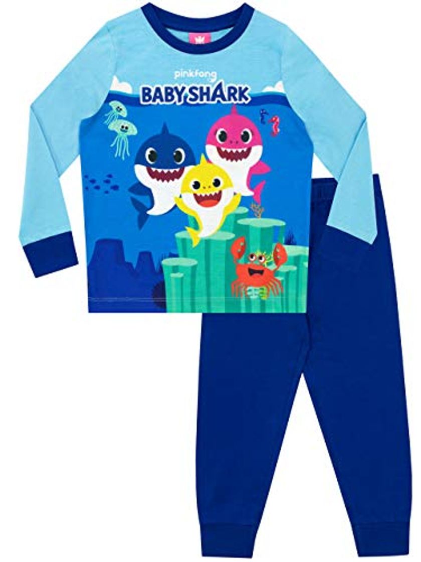 Fashion Pinkfong Pijamas de Manga Larga para niños Baby Shark Azul 3