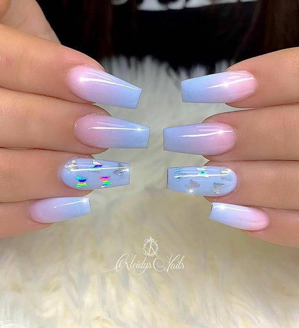 Fashion Blue ombre Nails