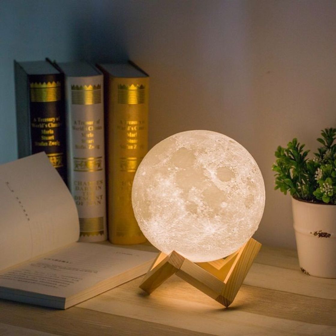 Social Luminaria 3D Touch Lua Cheia Abajur LED Decoração USB RGB

