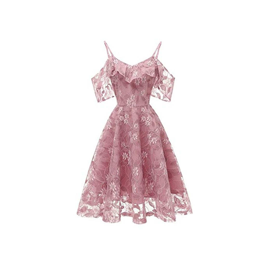 Fashion DIBAO Vestido de cóctel de señoras Cóctel Preen Rodilla Longitud Pink Encaje