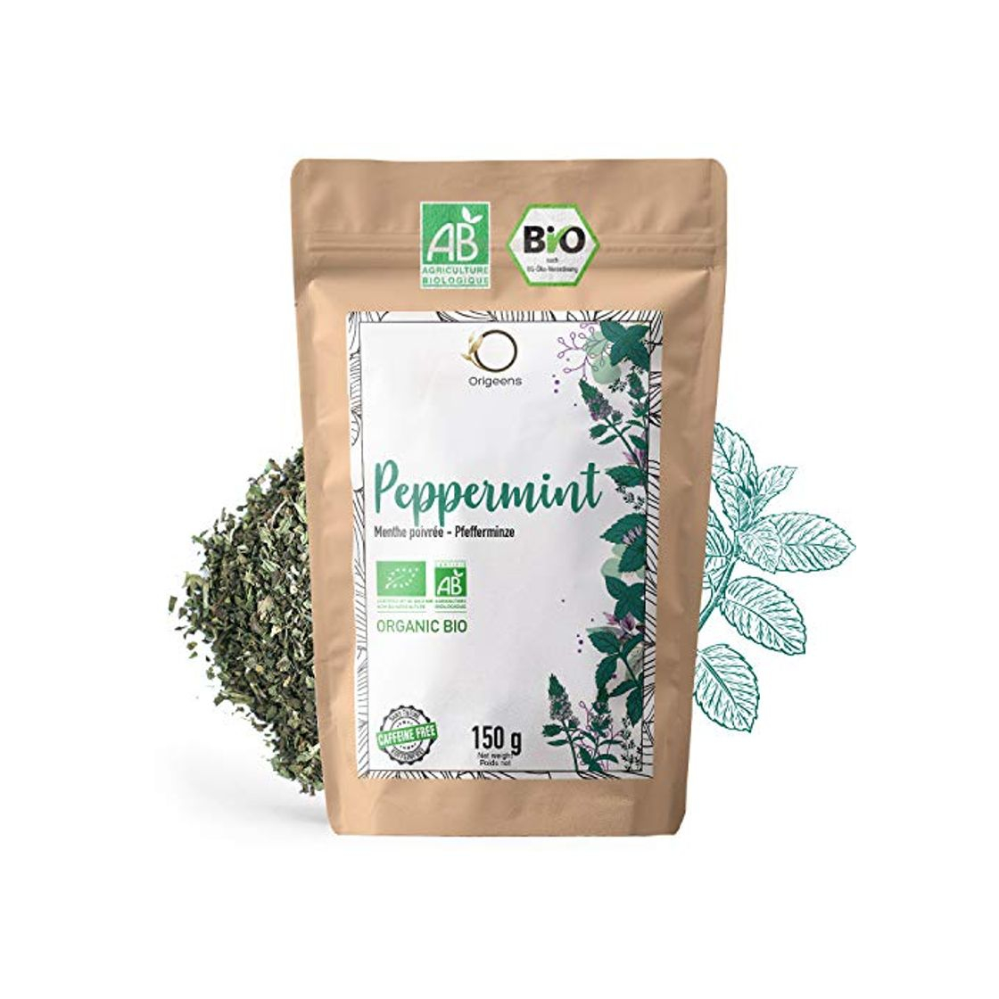 Social HOJAS DE MENTA PIPERITA ECOLÓGICA 150G - Menta secada para hacer té