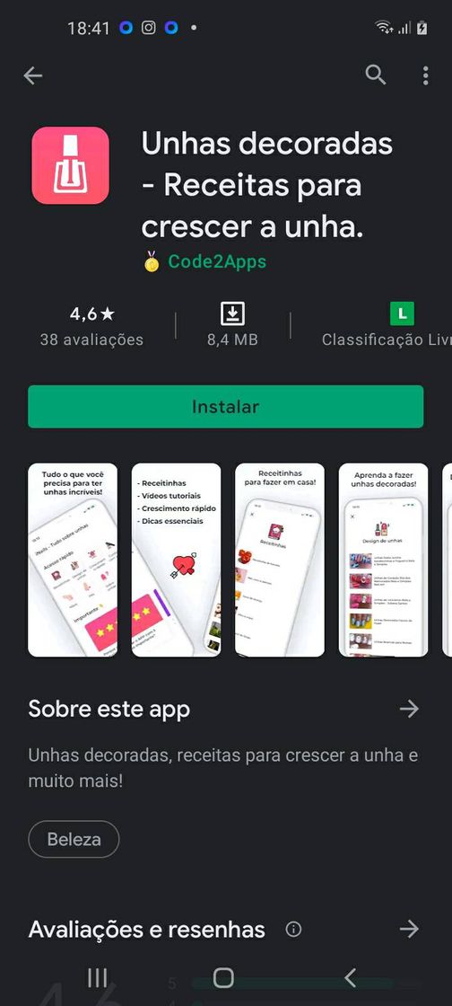 Moda Um App para as unhas. Nele contém receitas e dicas 