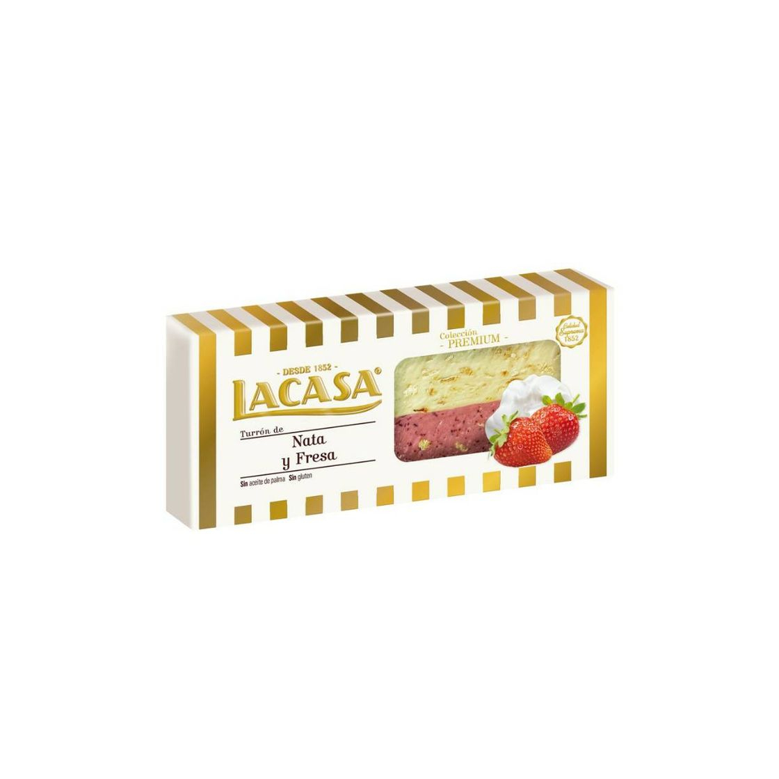 Producto Lacasa Turrón Praliné de Nata y Fresa