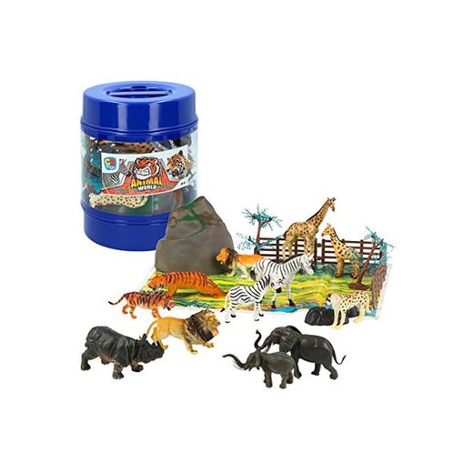 ColorBaby - Bote con animales salvajes Animal World, 22 piezas