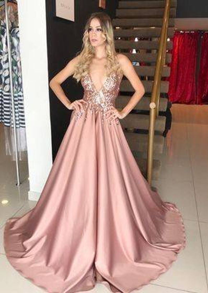 Moda Vestido da cor Rose 