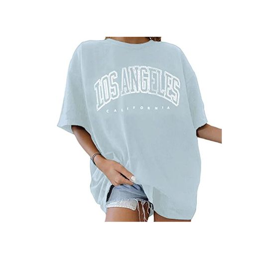 Tomwell Camisetas Mujer Verano Manga Corta Casual Camiseta Holgada con Estampado de