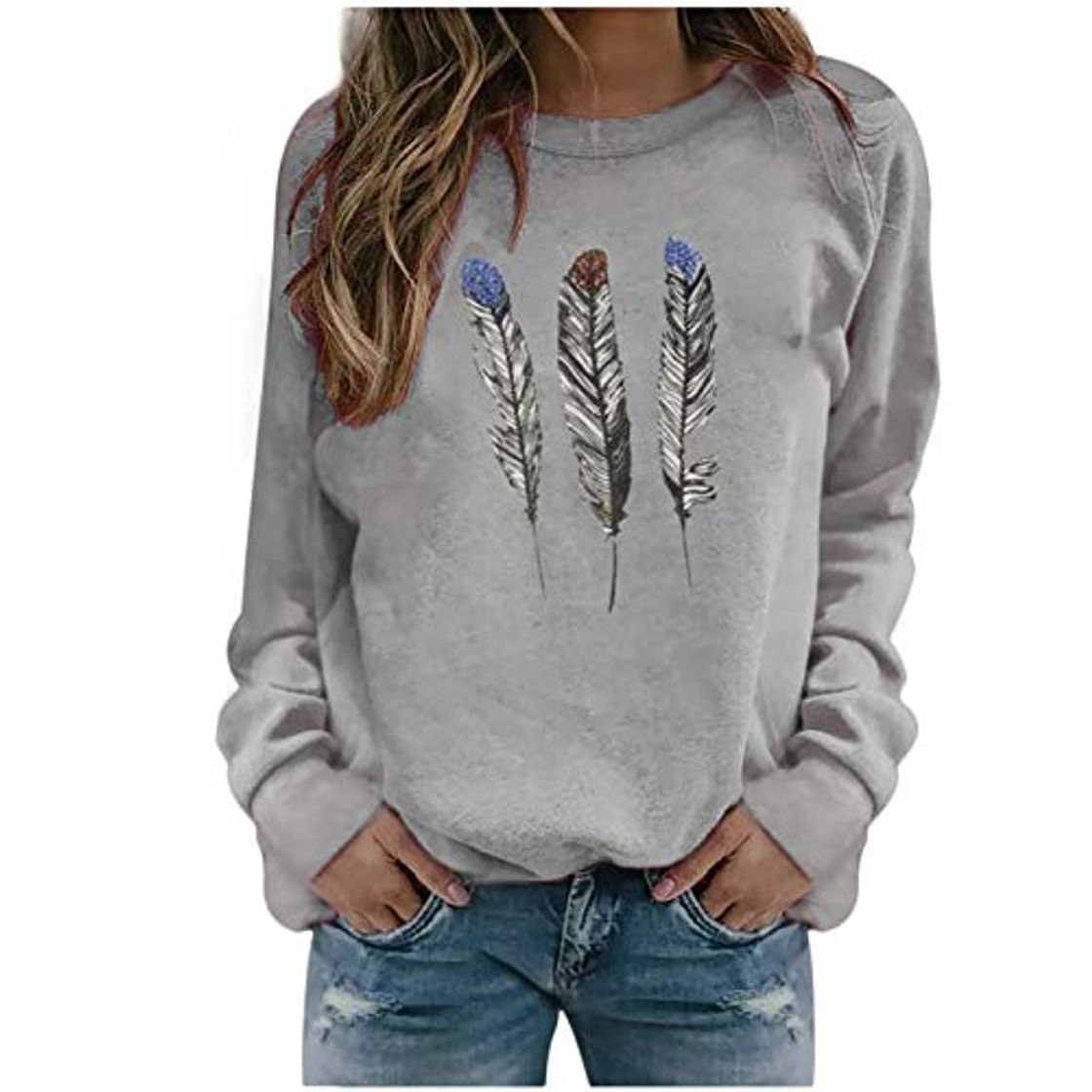 Moda ReooLy Winter Tops Casuales para Mujer Sudadera con Estampado de Girasol para