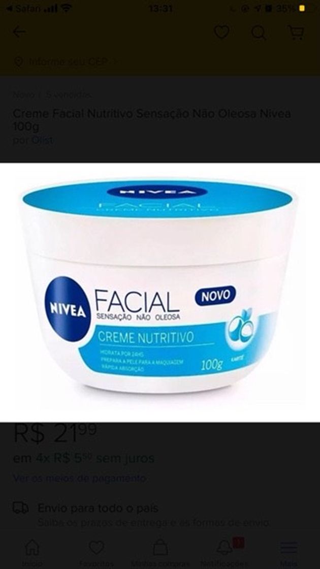 Moda creme facial nutritivo sensação não oleosa - Nivea 