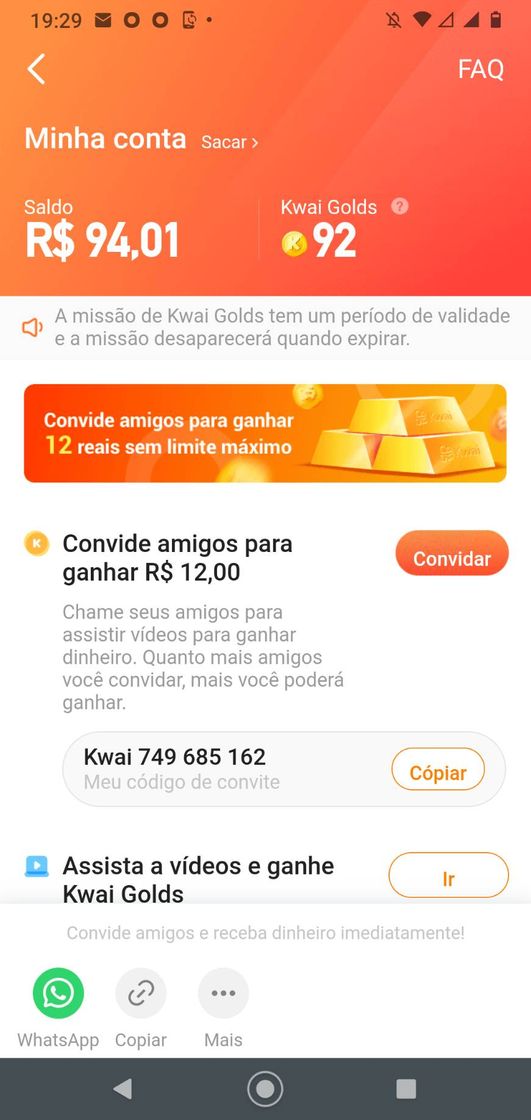 Social APP QUE SÓ DE INSTALAR VOCÊ JA GANHA código: Kwai749685162