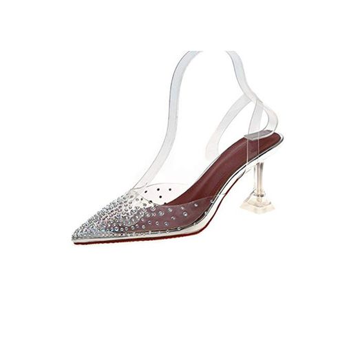 Zent Zapatos de tacón Alto para Mujer Zapatos de Vampiro Transparentes Modernos
