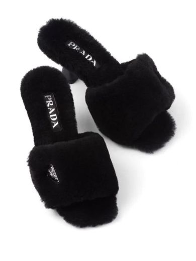 Prada 65mm shearling mules