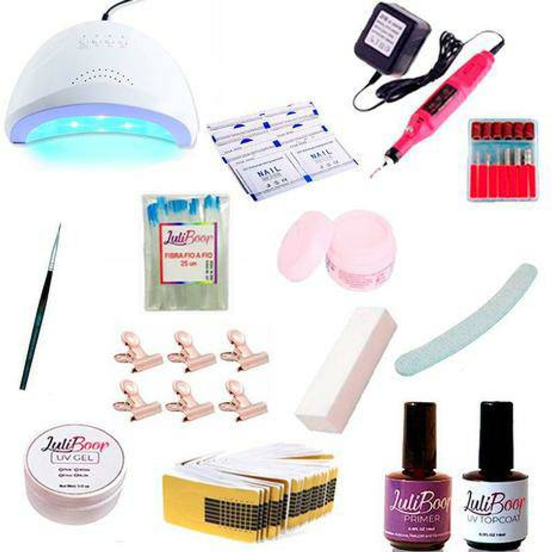 Fashion Kit Acrigel Unha Cabine 36w 110v Luliboop Presilhas e Fibra 