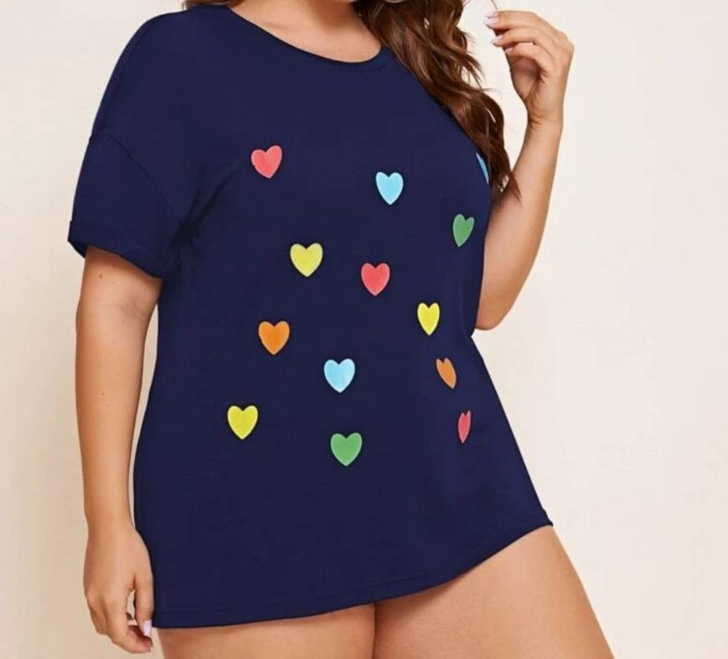 Moda Camiseta con estampado corazón 